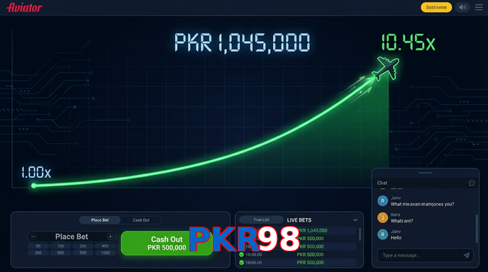 Main screen of PKR98 aviator page for PK players